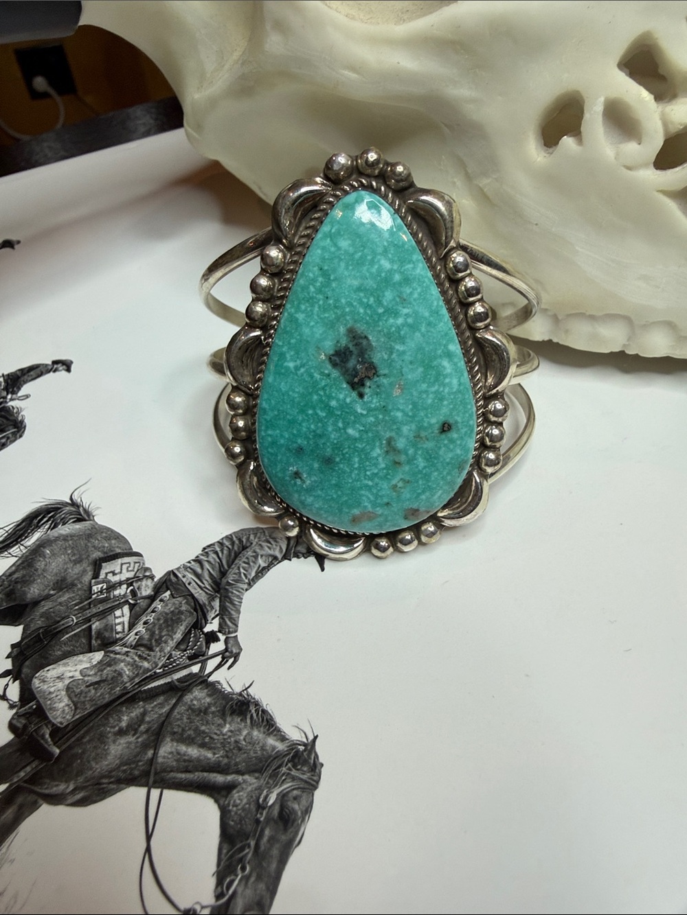Turquoise Teardrop Donovan Nez 9.25 Sterling Silver